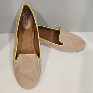 Clarks Beige Flats with Yellow Trim
